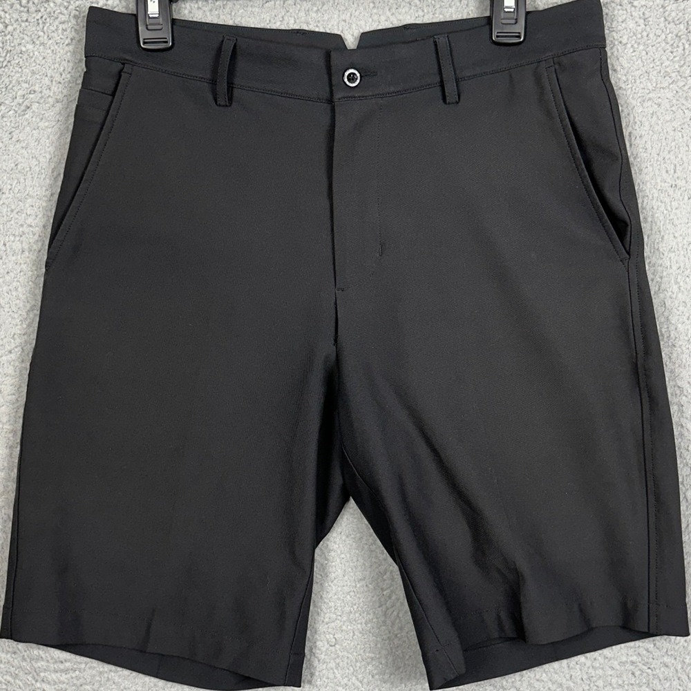 Dunning Shorts Mens 30 Black Performance Golf Chino Flat Front Stretch Pockets